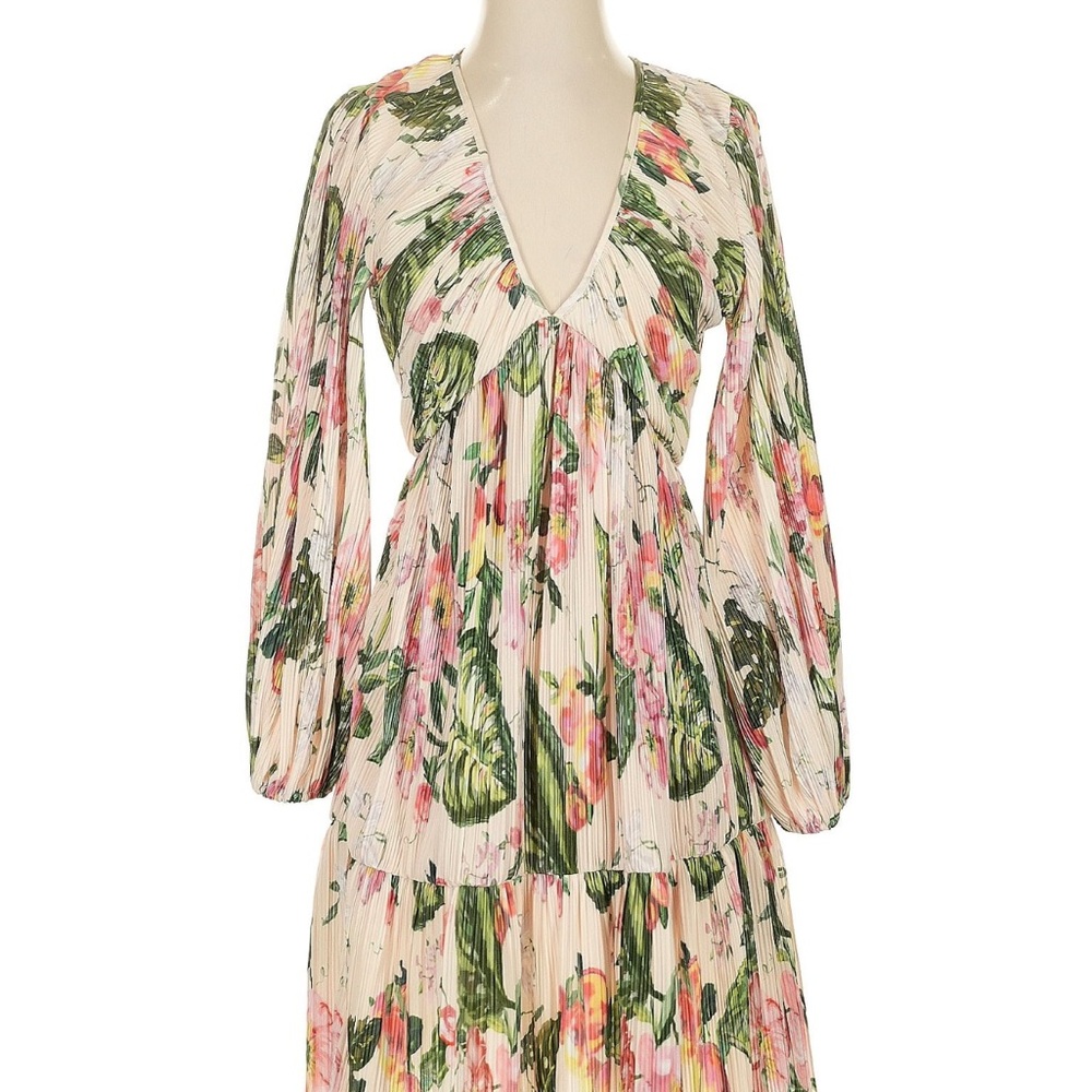 H&M Floral Long Sleeve Dress - Pink and Green